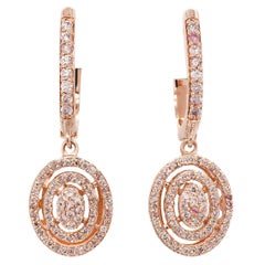 0.57 Carat Round Brilliant Pink Diamond Earrings 14k Rose Gold