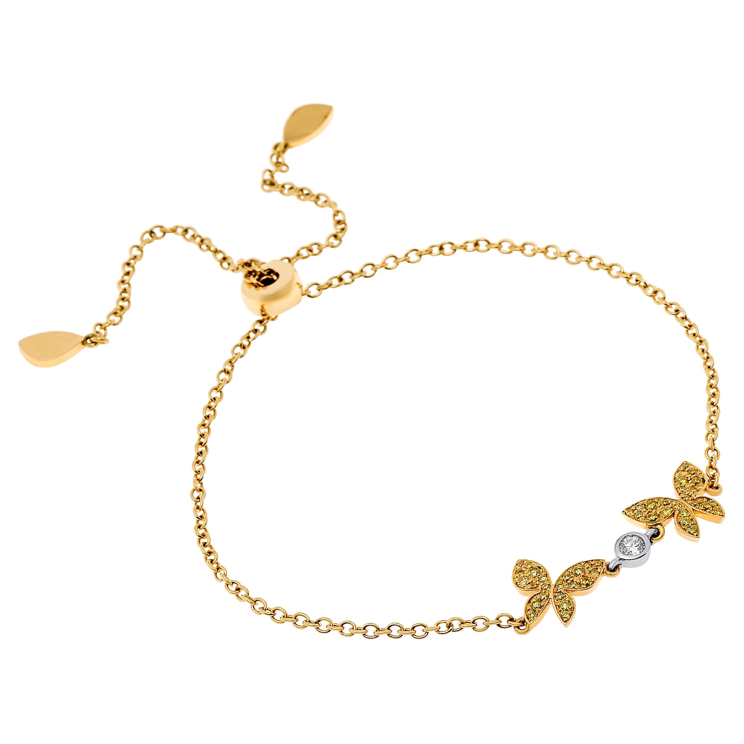 LONYOO Bracciale In Acciaio Inox Placcato Oro 18k Con Farfalla E Strass - Gioiello Regalo Per Donna - Confezione In Velluto
