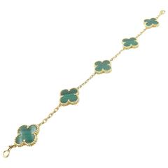 Van Cleef & Arpels Malachite Gold Alhambra Bracelet