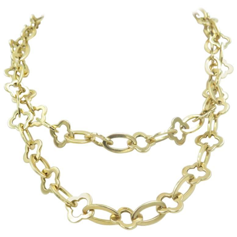 Van Cleef & Arpels Gold Byzantine Alhambra Long Chain Necklace