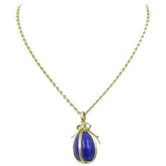 Tiffany & Co. Schlumberger Lapis Lazuli Gold Egg Pendant Necklace