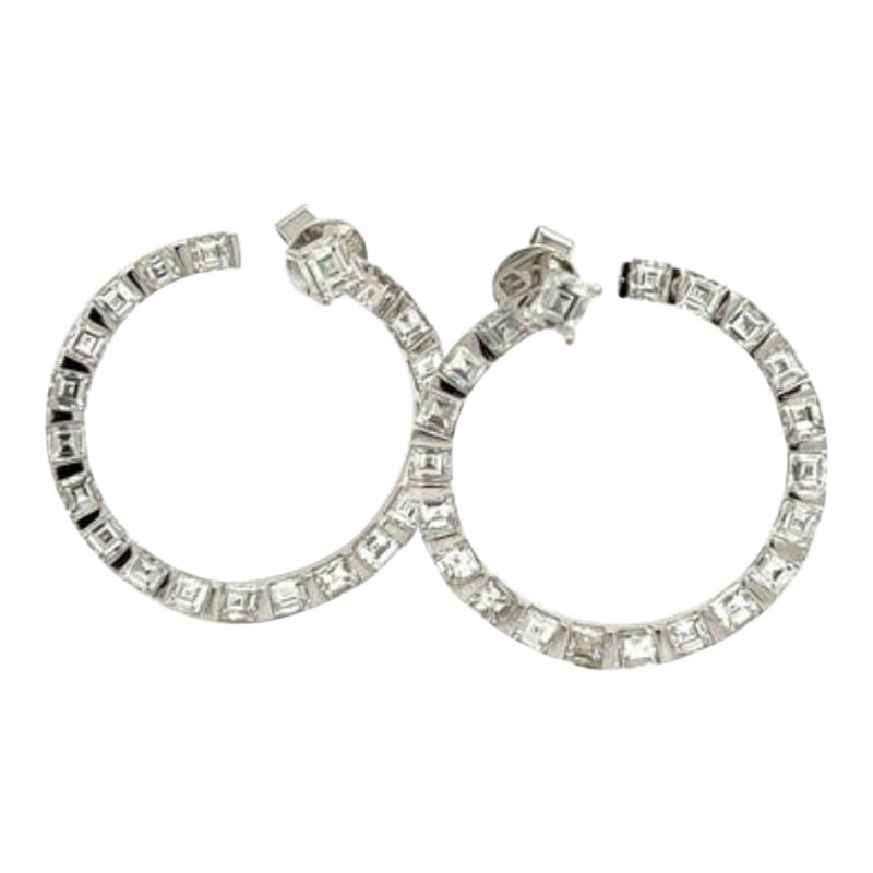 6.30 Carat Diamond Swirl Hoop Earrings For Sale