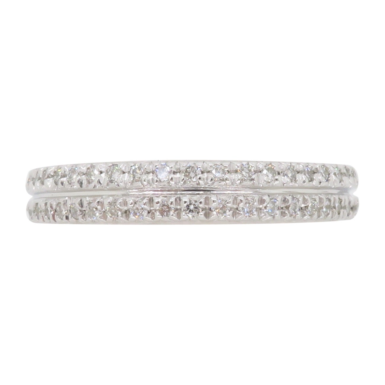 Double Row Diamond Band Made in White Gold For Sale