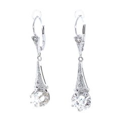 14k Diamond Hanging Earrings White Gold