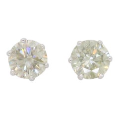 4.02ctw Diamond Stud Earrings in Classic Six Prong Baskets