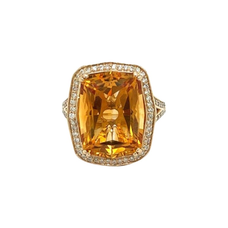 9.03 CTW Citrine and Diamond Ring For Sale