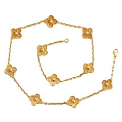 Van Cleef & Arpels Vintage Alhambra 10 Motif Yellow Gold Necklace