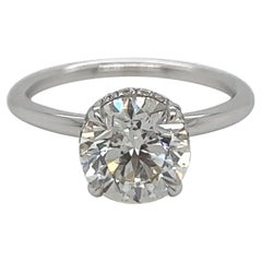 GIA Certified 2.09 Carat Contemporary Halo Natural Diamond Engagement Ring