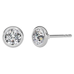 0.20 Carat TW Natural Diamond 14k Gold Bezel Setting Stud Earring