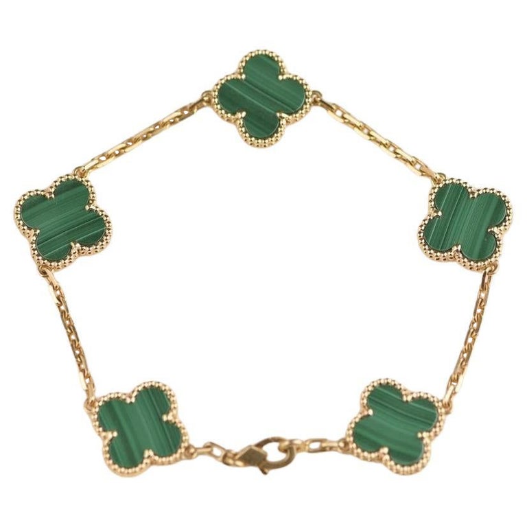 Van Cleef and Arpels 5 Motif Vintage Alhambra Malachite Bracelet at 1stDibs  | van cleef malachite bracelet, van cleef bracelet, vca bracelet