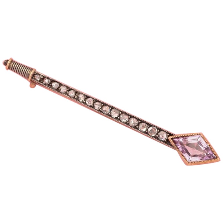 Diamond and Pink Sapphire Nail Pendant For Sale