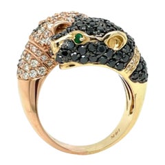 Panther 14K Yellow/Rose Gold, Diamond and Emerald Panther Ring