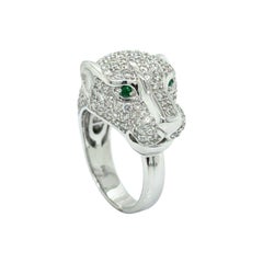 Effy 2.45 ctw,  14K White Gold, Diamond, and Emerald Panther Ring