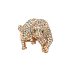 Used Effy 14K Rose Gold, 2.16 CTW Diamond and Emerald Panther Ring