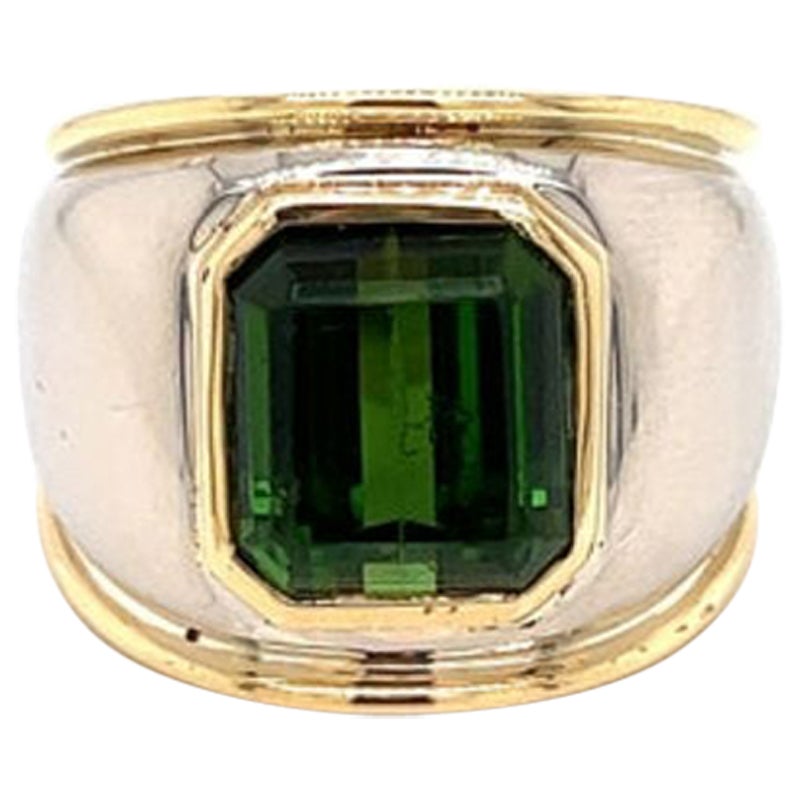 Vintage Green Tourmaline Ring For Sale
