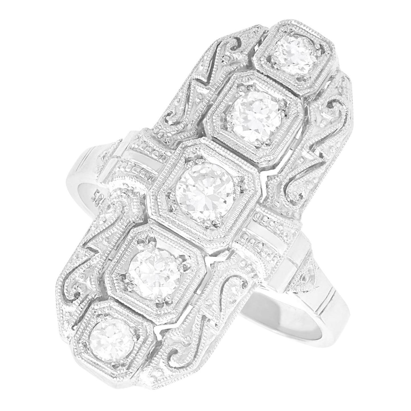 1920er Jahre Art Deco Cocktail-Ring aus Weißgold mit Diamanten und Weißgold