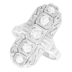 1920er Jahre Art Deco Cocktail-Ring aus Weißgold mit Diamanten und Weißgold