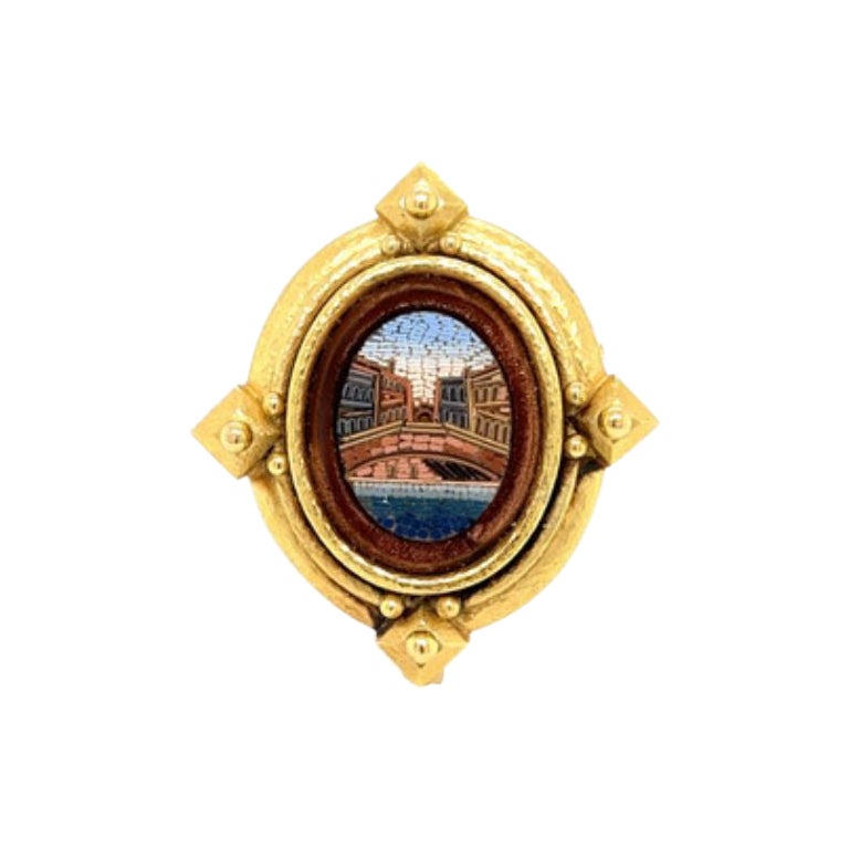 Estate Elizabeth Locke Micro Mosaic Brooch/Pendant