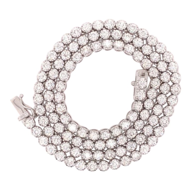 Diamant-Tennis-Halskette aus 14 Karat Weißgold mit 9,35 Karat