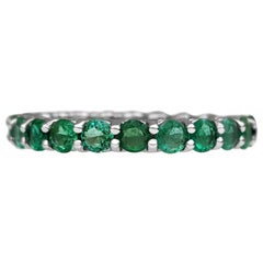 $1 NO RESERVE! - 2.32cttw Natural Emeralds Eternity Band, 14K White Gold