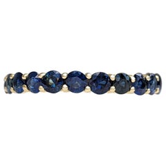 NO RESERVE! 3.06 Carat Natural Sapphire Eternity Band - 14k Yellow Gold Ring