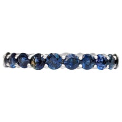 No Reserve, 2.84 Carat Natural Sapphire Eternity Band, 14k White Gold Ring