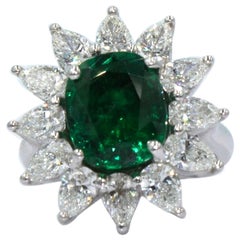 Cushion Zambian Emerald & Diamond Ring