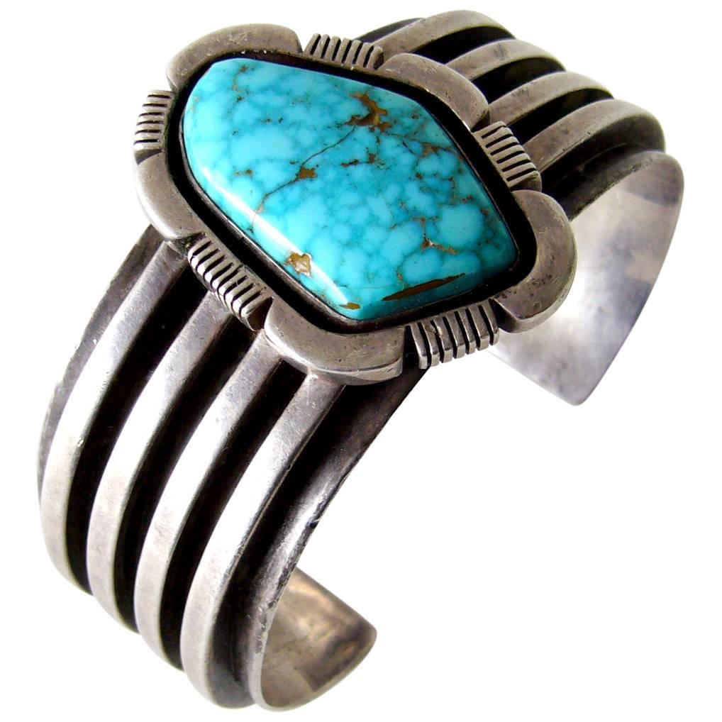 Turquoise Sterling Silver Navajo Cuff Bracelet