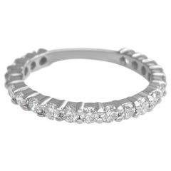 $1 NO RESERVE - 1.01 Carat Diamonds 3/4 Eternity Band - 14K White Gold Ring