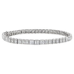 Cartier Midcentury Bracciale rotondo con diamanti taglio baguette e linea in platino