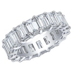 6.00 Carat Emerald Cut Diamond Eternity Ring Gallery Style G-H / VS1 14k Gold