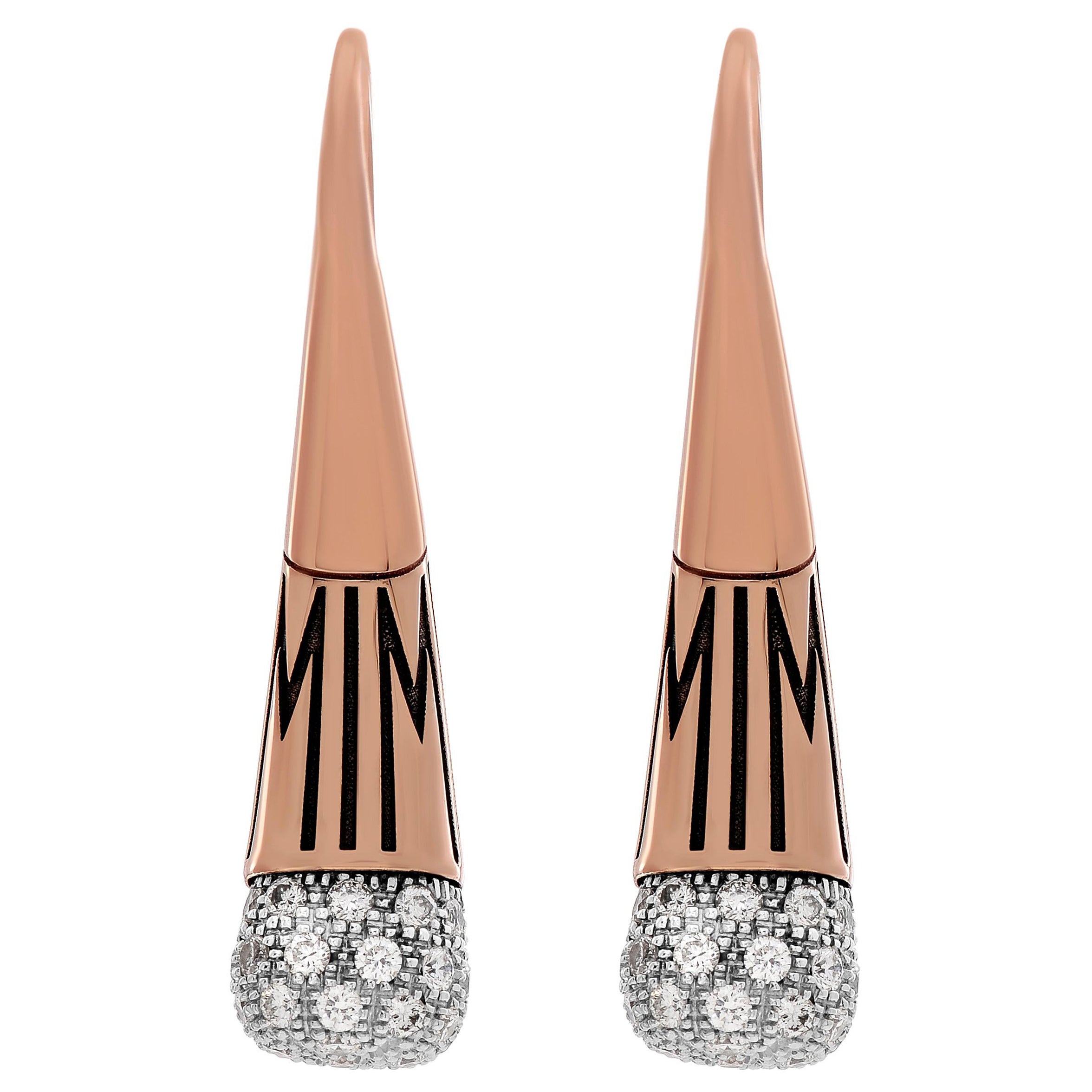 Mimi Milano Tam Tam 18k Rose & White Gold Diamond Drop Earrings For Sale