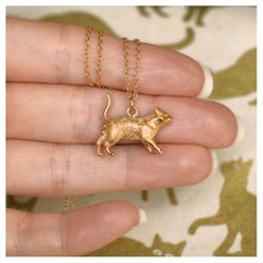 Solid 18 Carat Gold Cat Pendant By Lucy Stopes-Roe