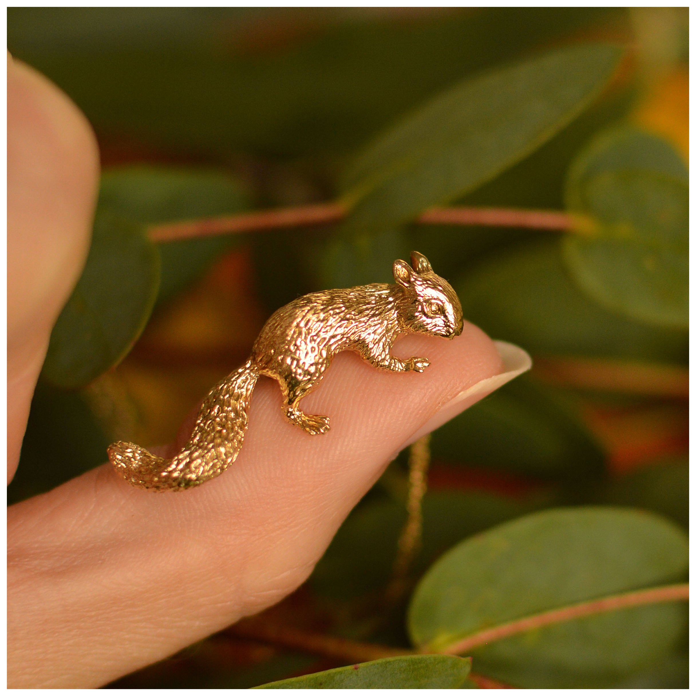 Solid 18 Carat Gold Squirrel Pendant by Lucy Stopes-Roe