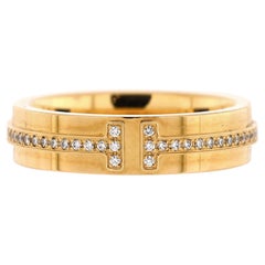 Tiffany & Co. T Two Ring 18k Yellow Gold and Diamonds Narrow