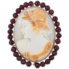 Amedeo "Marchesa" Cameo Garnet Gold Pin Pendant