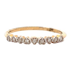 Diamond Heart Shape Bezel Band Ring 0.07 Carats 14 Karat Yellow Gold