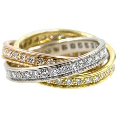 Cartier Trinity Diamond Gold Rolling Ring