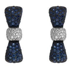 Luca Carati 18k White Gold, Sapphire And Diamond Bow Stud Earrings