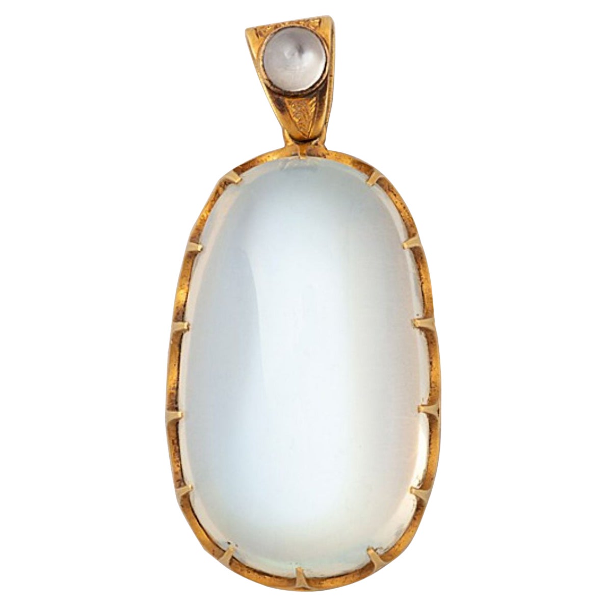 Victorian 18K Gold and Moonstone Pendant For Sale