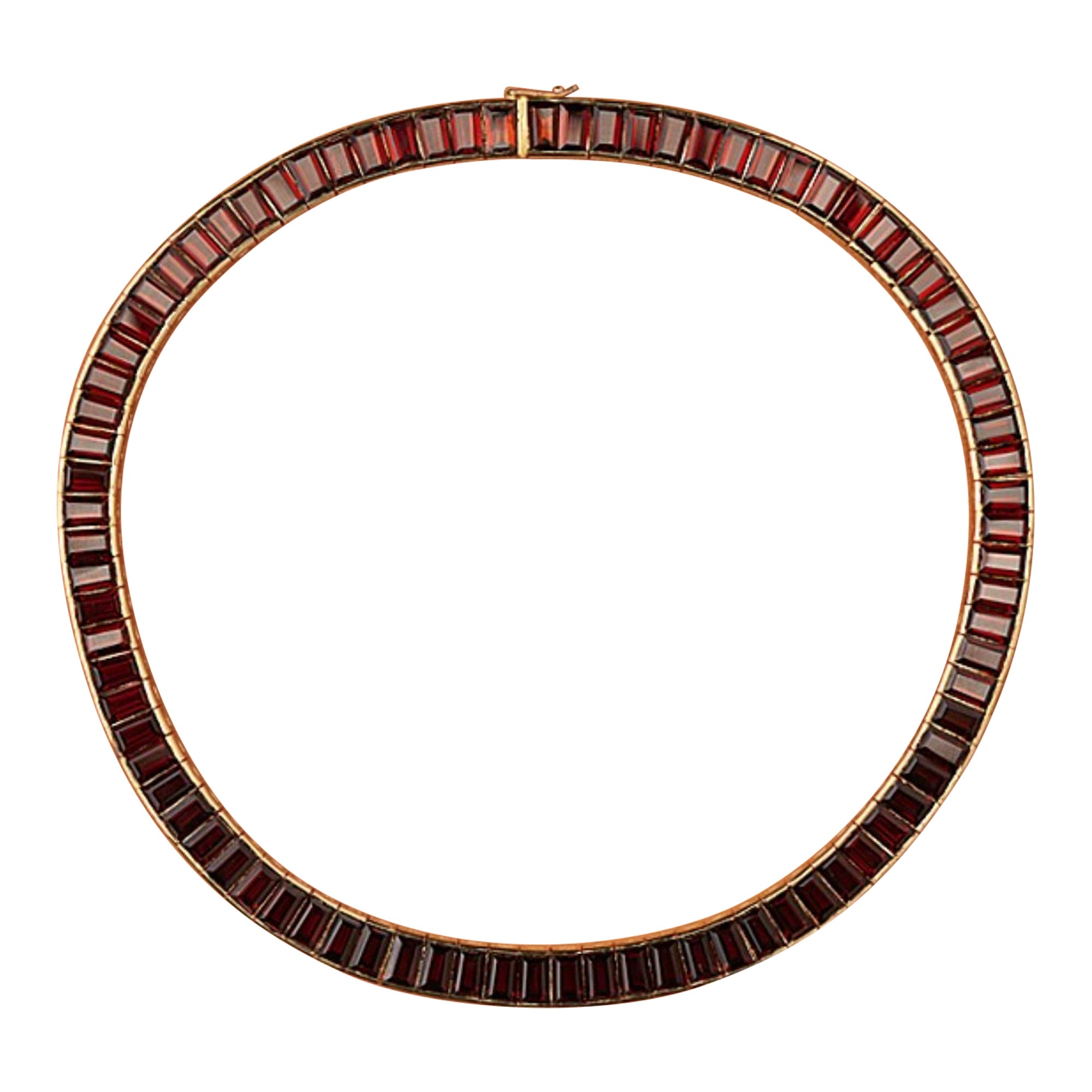 18K Gold Necklace with Garnets