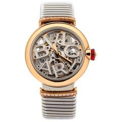 Bvlgari Lvcea Skeleton Automatic Watch Stainless Steel with Rose Gold