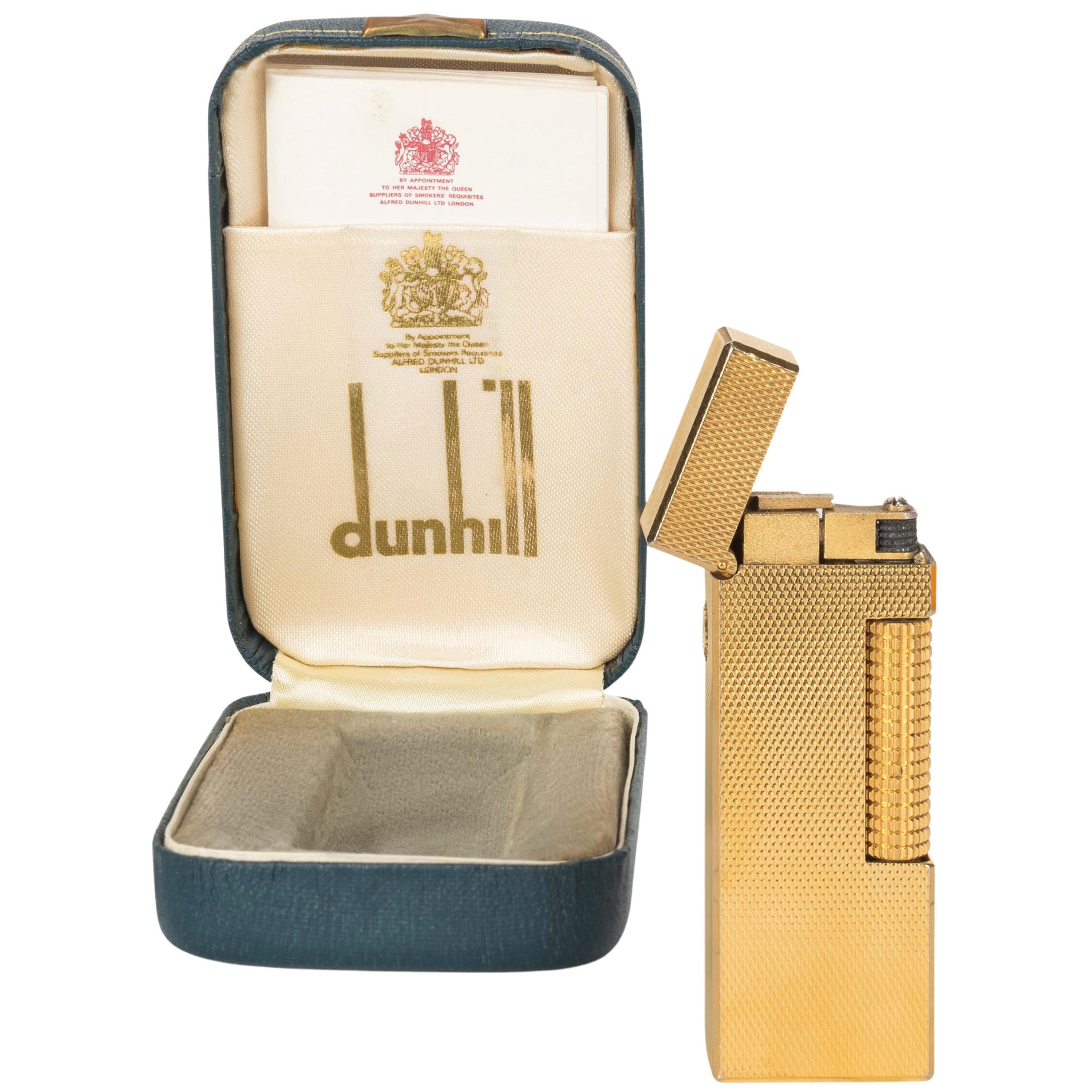Vintage Gold Capped Steel Dunhill Lighter, Box and Papers, Original ...