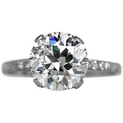 1910s Edwardian GIA certified 3.44 Carat Old European Diamond Platinum Ring