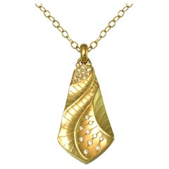 14 Karat Yellow Gold Kite Pendant with Diamonds from K.Mita