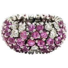 Sabbadini Pink Sapphire Diamond Platinum Flexible Band Ring