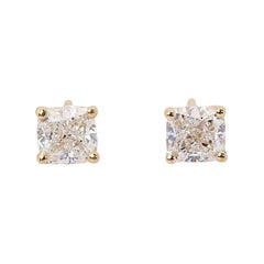 Gorgeous 18k Yellow Gold Stud Earrings with 1.42 Carat Natural Diamonds AIG Cert