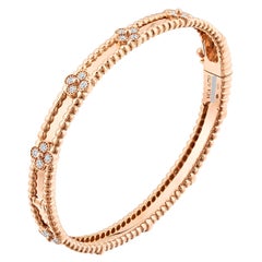 Van Cleef Arpels Sweet Perlée Clovers Diamond Bracelet, Size S, Rose Gold