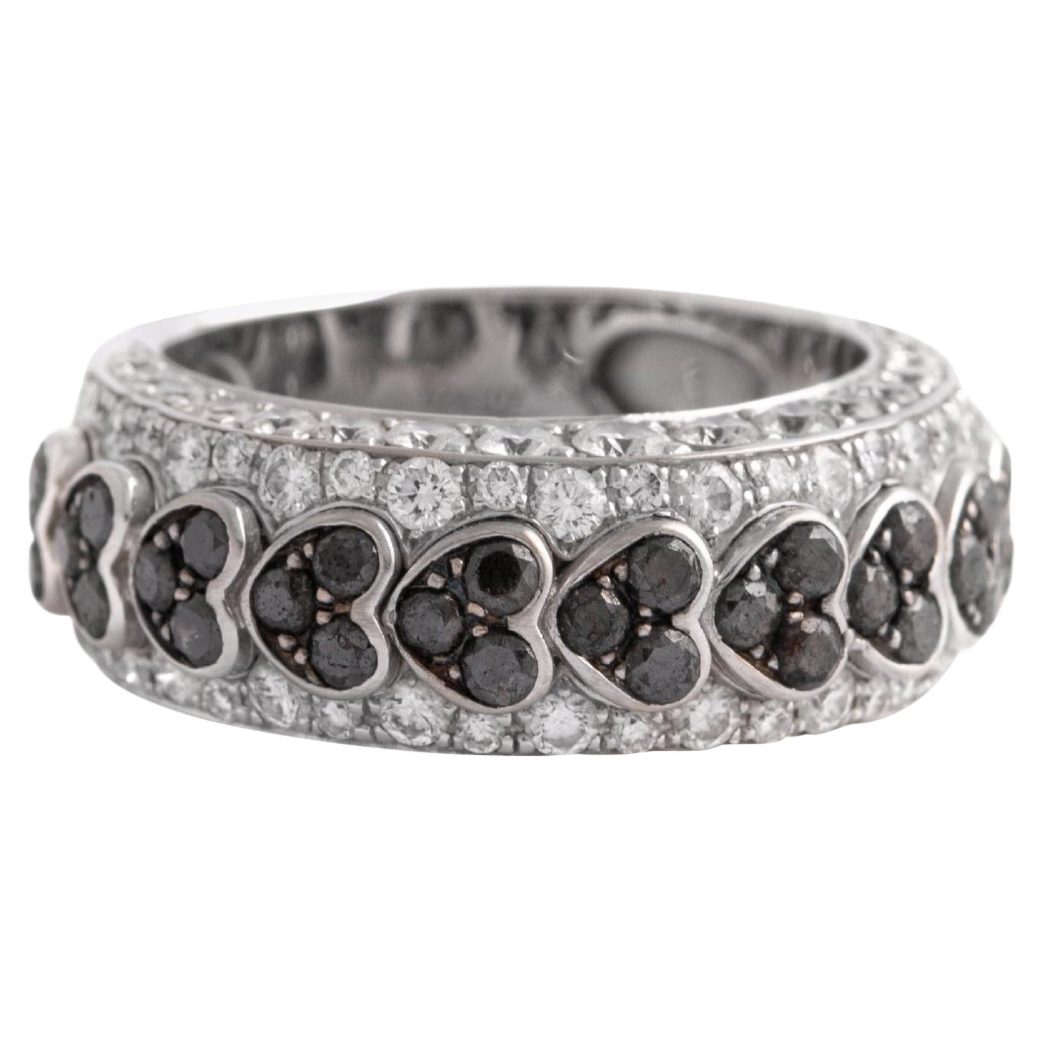 Chopard Diamond Black and White on White Gold 18K Ring For Sale