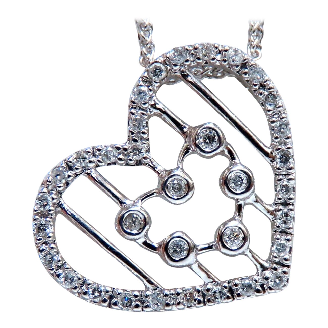 .26 Carat Heart Natural Diamonds Necklace 14 Karat For Sale